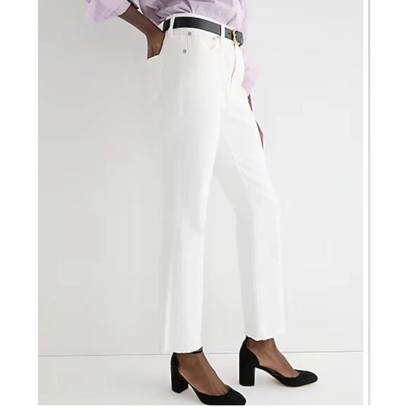 J Crew Womens Size 25 10" Demi Boot Crop Jean White Wash Mid Rise Raw Hem BQ298 - Picture 3 of 11